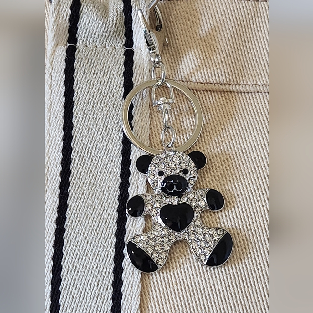 ***Black and Silver Bear Keychain